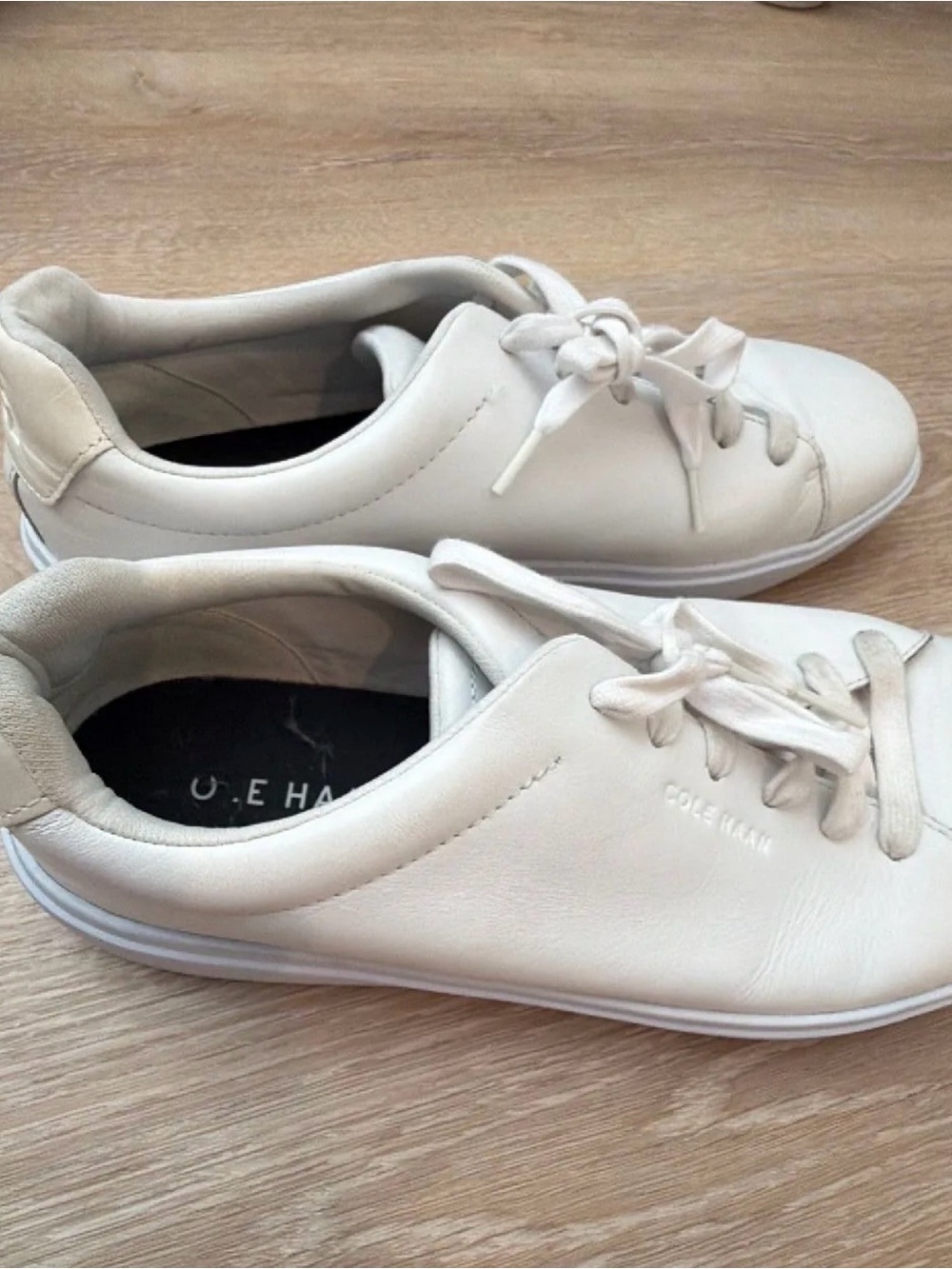Cole Haan Ivory Leather Lace-Up Sneakers